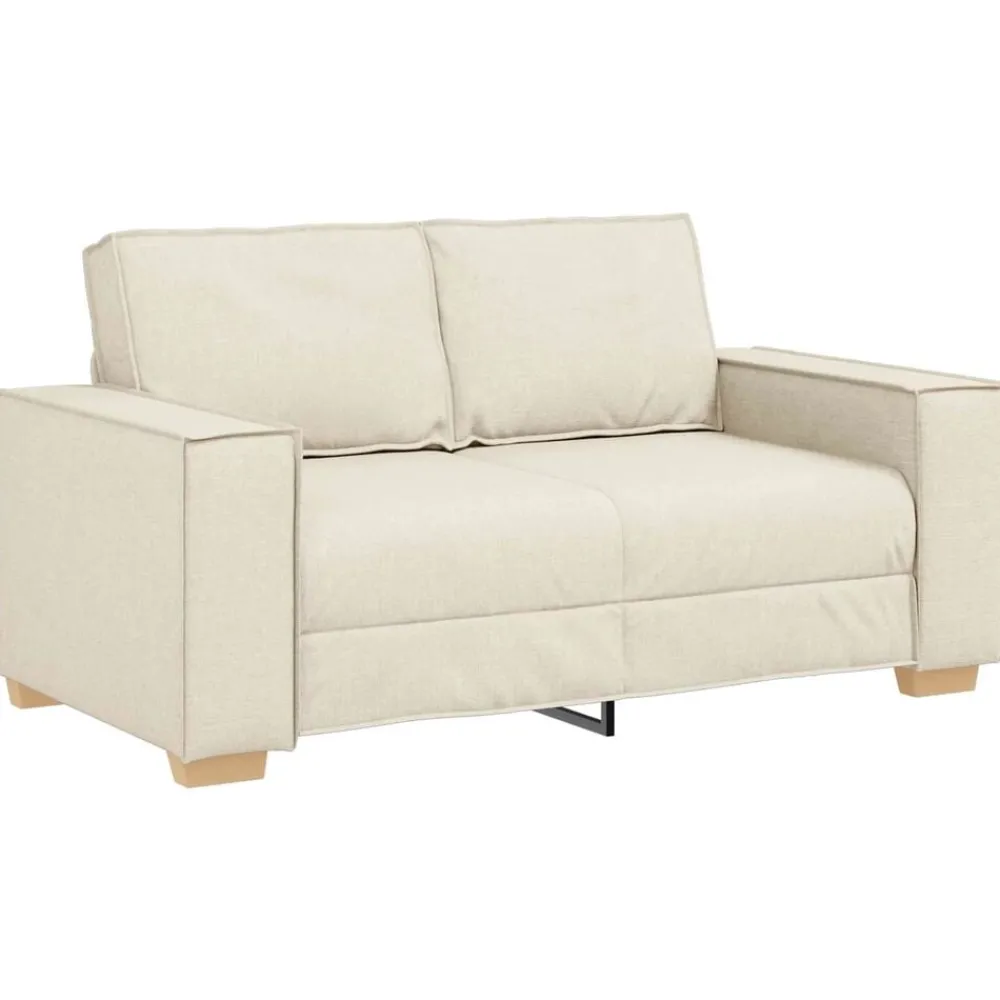 vidaXL Sofás-Sofá 2 pcs Beige 220 x 80 x 84 cm Tejido mezcla de lino
