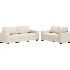 vidaXL Sofá 2 pcs Beige 221 x 80 x 82 cm Tejido mezcla de lino