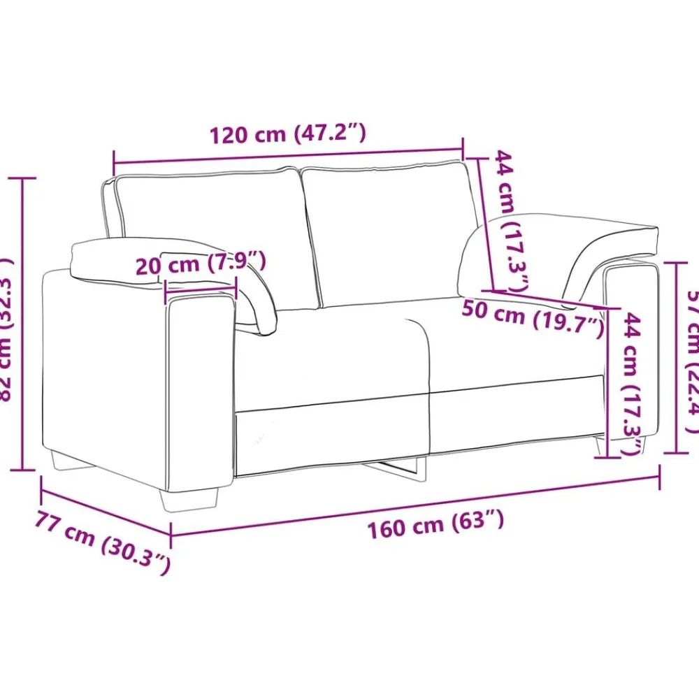 vidaXL Sofás-Sofá 2 pcs 219 x 80 x 82 cm tela