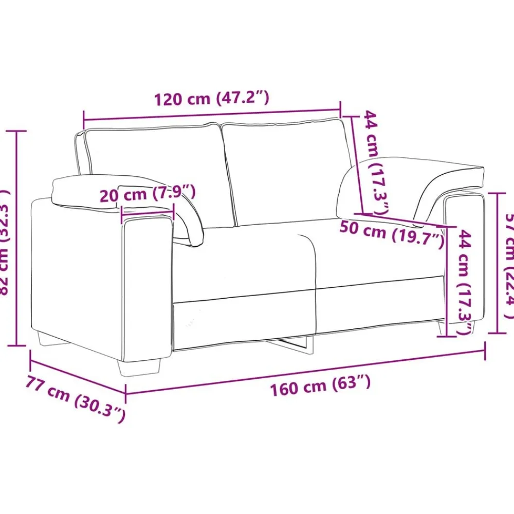 vidaXL Sofás-Sofá 2 pcs 219 x 80 x 82 cm tela