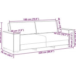vidaXL Sofá 3 pcs 220 x 80 x 84 cm Tejido mezcla de lino Gris oscuro Hot