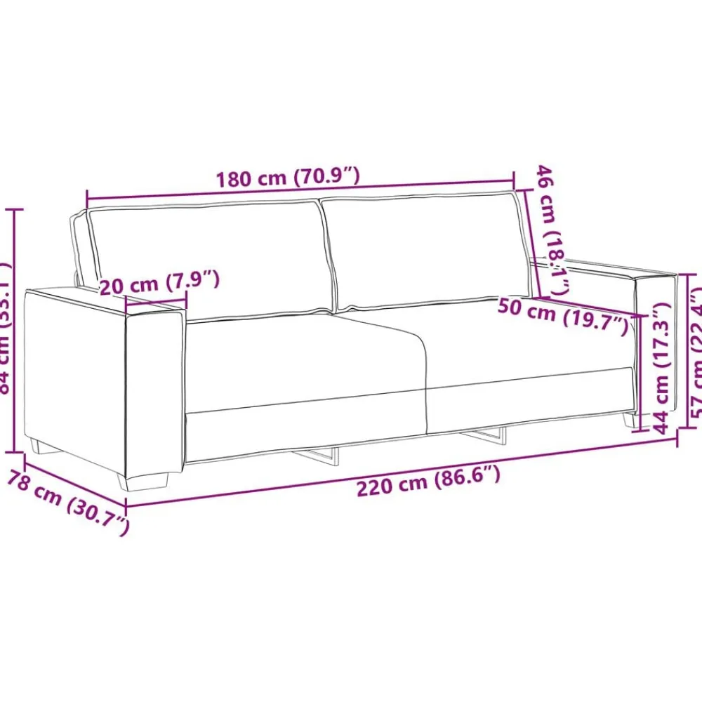 vidaXL Sofá 3 pcs 220 x 80 x 84 cm Tejido mezcla de lino Gris oscuro Hot