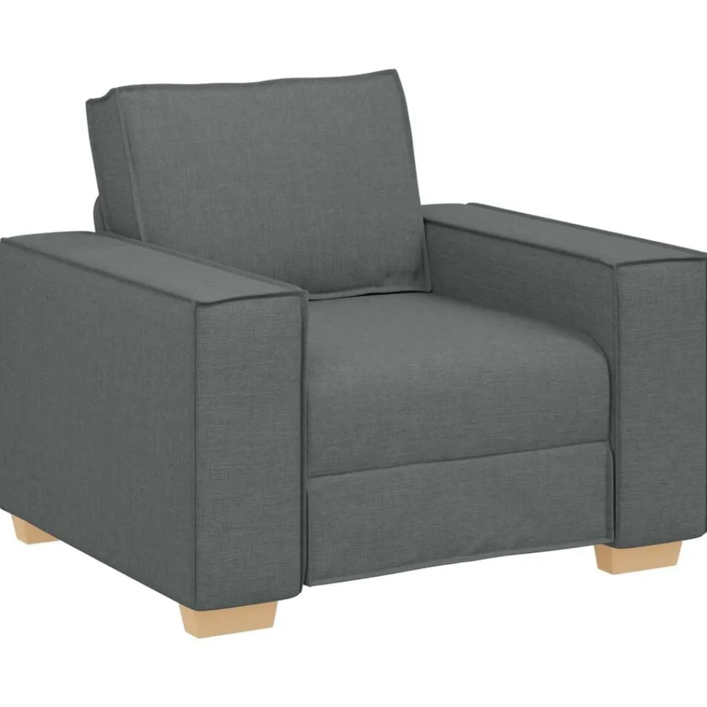 vidaXL Sofá 3 pcs 220 x 80 x 84 cm Tejido mezcla de lino Gris oscuro Hot