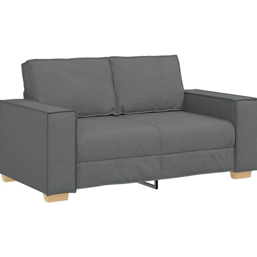 vidaXL Sofá 3 pcs 220 x 80 x 84 cm Tejido mezcla de lino Gris oscuro Hot