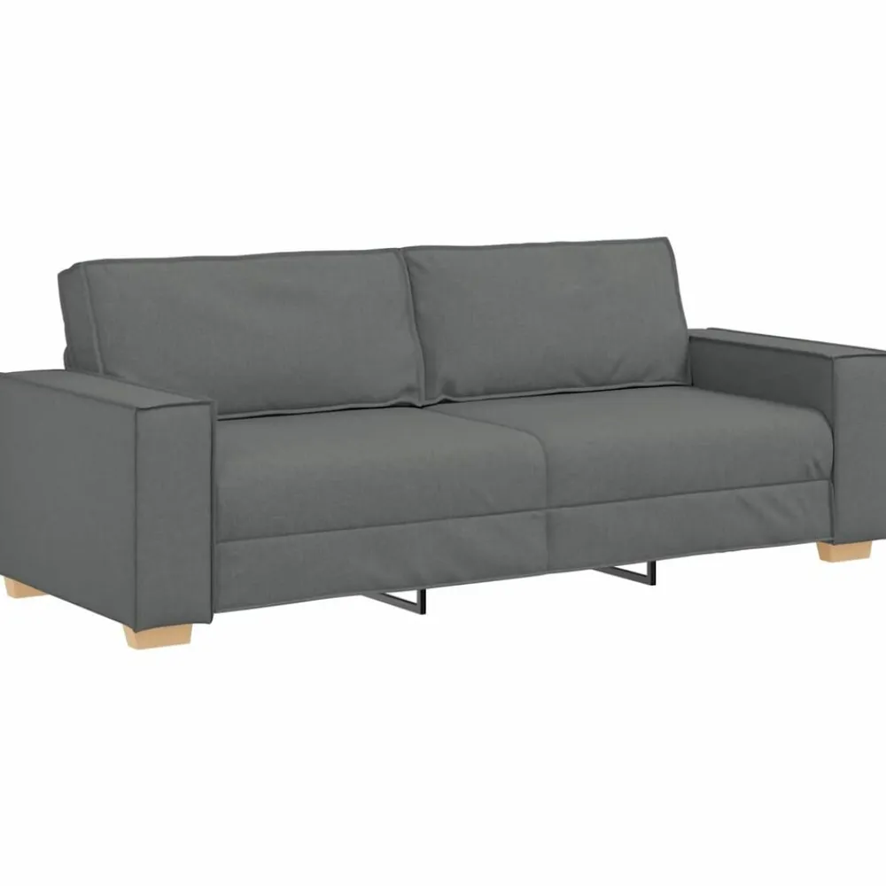 vidaXL Sofá 3 pcs 220 x 80 x 84 cm Tejido mezcla de lino Gris oscuro Hot