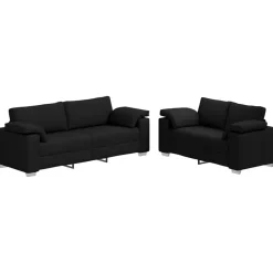 vidaXL Sofá 2 pcs 219 x 80 x 82 cm tela Negro