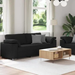 vidaXL Sofá 2 pcs 219 x 80 x 82 cm tela Negro