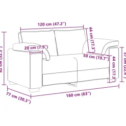 vidaXL Sofá 2 pcs 219 x 80 x 82 cm tela Negro