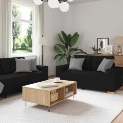 vidaXL Sofás-Sofá 3 pcs 221 x 80 x 80 cm Tejido mezcla de lino