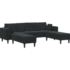 vidaXL Sofá 3 pcs 250 x 188 x 76 cm Terciopelo Negro Best