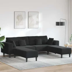 vidaXL Sofá 3 pcs 250 x 188 x 76 cm Terciopelo Negro Best