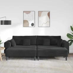 vidaXL Sofá 3 pcs 250 x 188 x 76 cm Terciopelo Negro Best