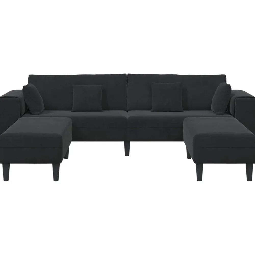 vidaXL Sofá 3 pcs 250 x 188 x 76 cm Terciopelo Negro Best