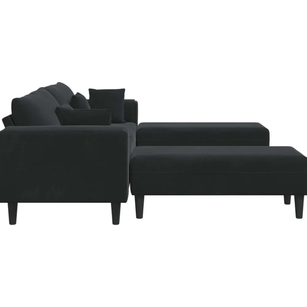 vidaXL Sofá 3 pcs 250 x 188 x 76 cm Terciopelo Negro Best