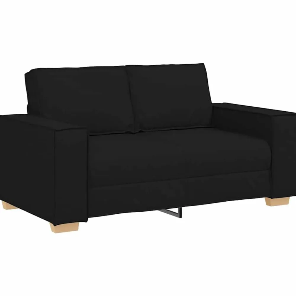 vidaXL Sofá 3 pcs 220 x 80 x 84 cm Tejido mezcla de lino Negro Discount