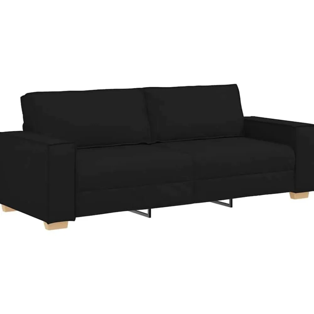 vidaXL Sofá 3 pcs 220 x 80 x 84 cm Tejido mezcla de lino Negro Discount