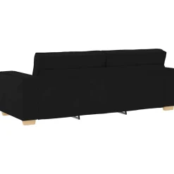 vidaXL Sofá 3 pcs 220 x 80 x 84 cm Tejido mezcla de lino Negro Discount