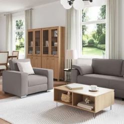 vidaXL Sofás-Sofá 3 pcs 219 x 80 x 82 cm Tejido mezcla de lino
