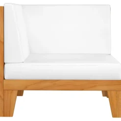 vidaXL Sofá 2 plazas y cojines blanco madera maciza de acacia Crema