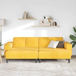 vidaXL Sofá 250 x 188 x 76 cm Tela de Pana Amarillo claro Clearance