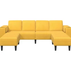 vidaXL Sofá 250 x 188 x 76 cm Tela de Pana Amarillo claro Clearance