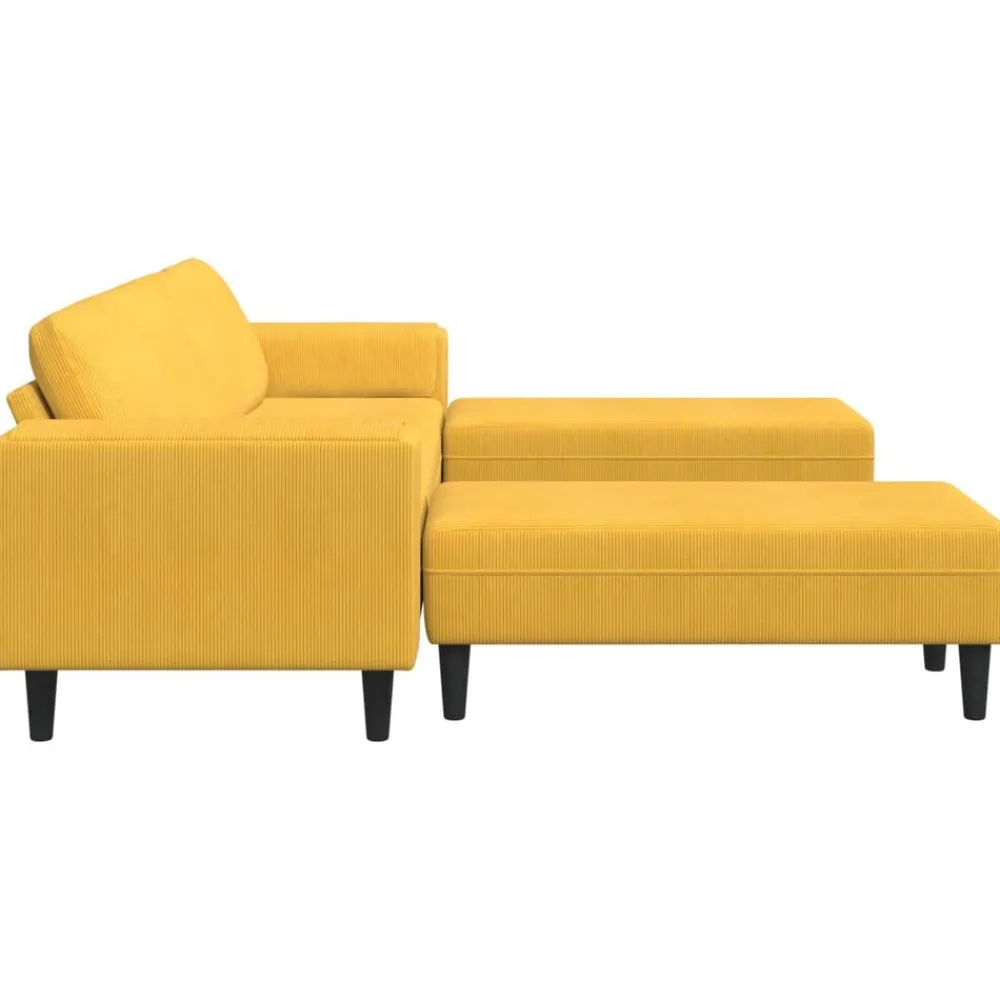 vidaXL Sofá 250 x 188 x 76 cm Tela de Pana Amarillo claro Clearance
