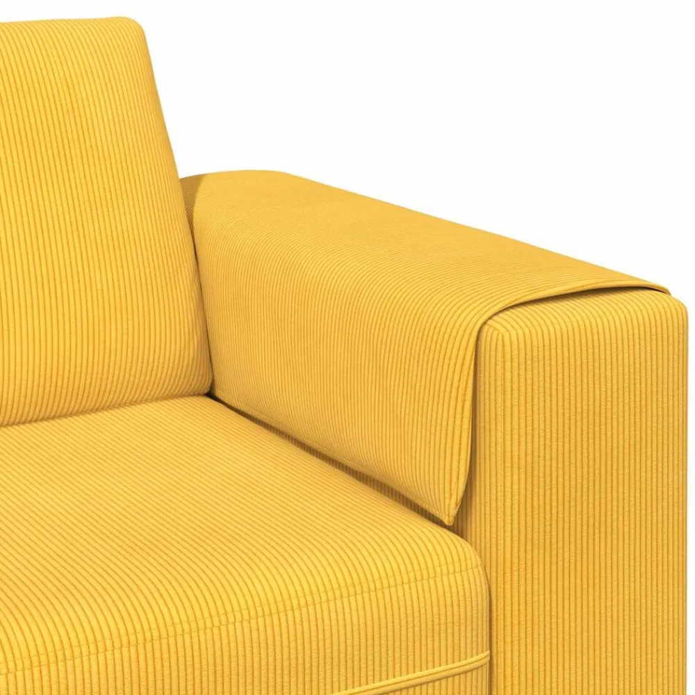 vidaXL Sofá 250 x 188 x 76 cm Tela de Pana Amarillo claro Clearance