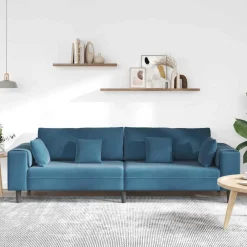 vidaXL Sofá 250 x 77 x 76 cm Terciopelo Azul Discount