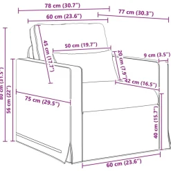 vidaXL Sofás-Sofá 78 x 78 x 80 cm tela