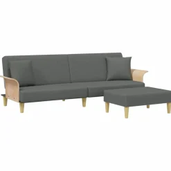 vidaXL Sofás-Sofá cama 2 plazas y almohadas taburete terciopelo