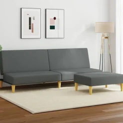 vidaXL Sofás-Sofá cama 2 plazas y almohadas taburete terciopelo