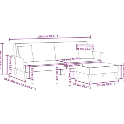 vidaXL Sofás-Sofá cama 2 plazas y almohadas taburete terciopelo