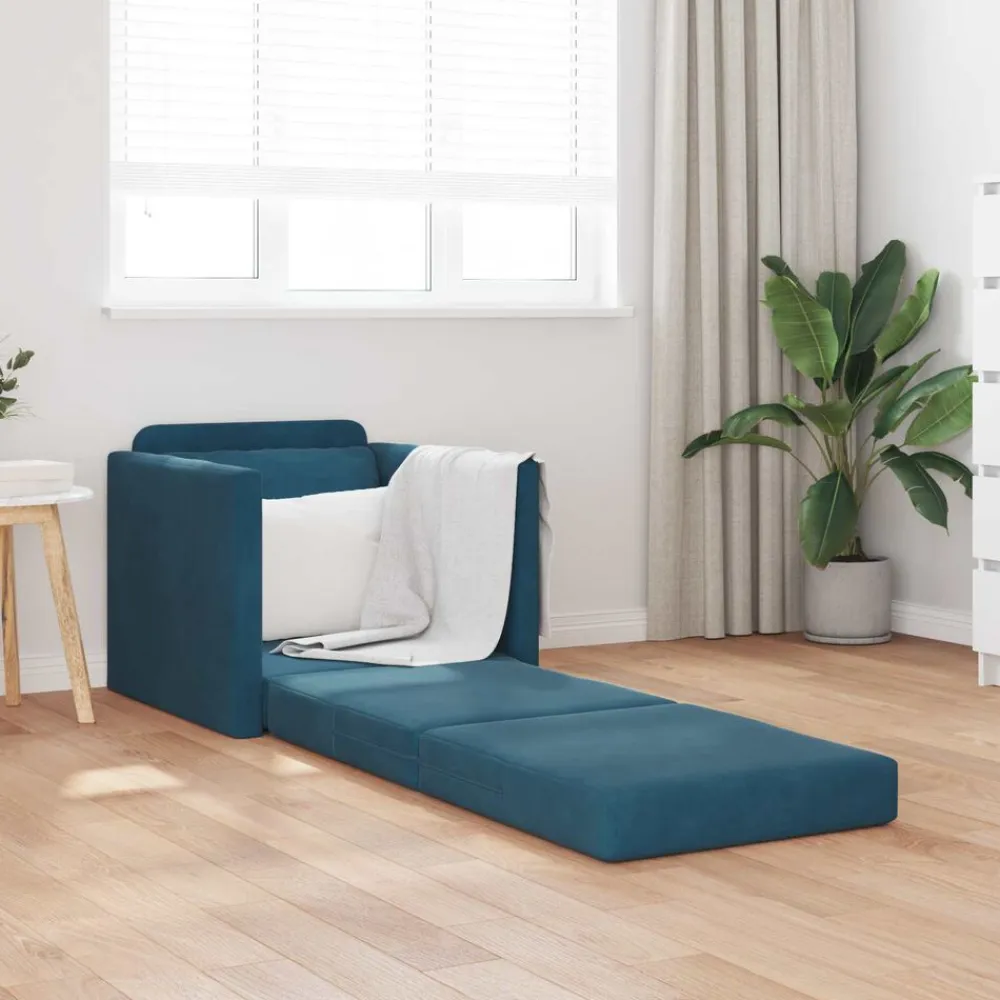 vidaXL Sofá cama 74 x 77 x 81 cm Terciopelo Azul