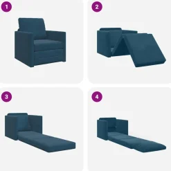 vidaXL Sofá cama 74 x 77 x 81 cm Terciopelo Azul