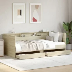 vidaXL Sofá cama con cajones sin colchón 100x200 cm Roble Sonoma Sale