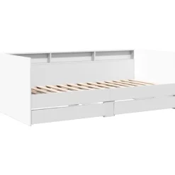 vidaXL Sofá cama con cajones sin colchón 100x200 cm Blanco Sale