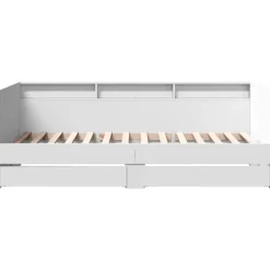 vidaXL Sofá cama con cajones sin colchón 100x200 cm Blanco Sale