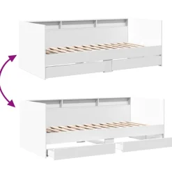 vidaXL Sofá cama con cajones sin colchón 100x200 cm Blanco Sale