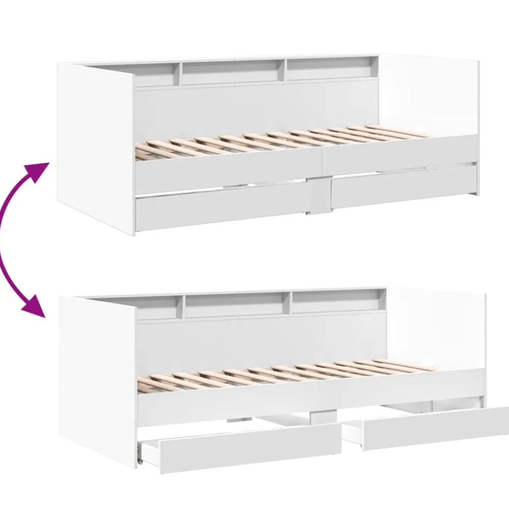 vidaXL Sofá cama con cajones sin colchón 100x200 cm Blanco Sale