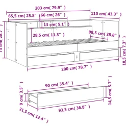vidaXL Sofá cama con cajones sin colchón 100x200 cm Blanco Sale