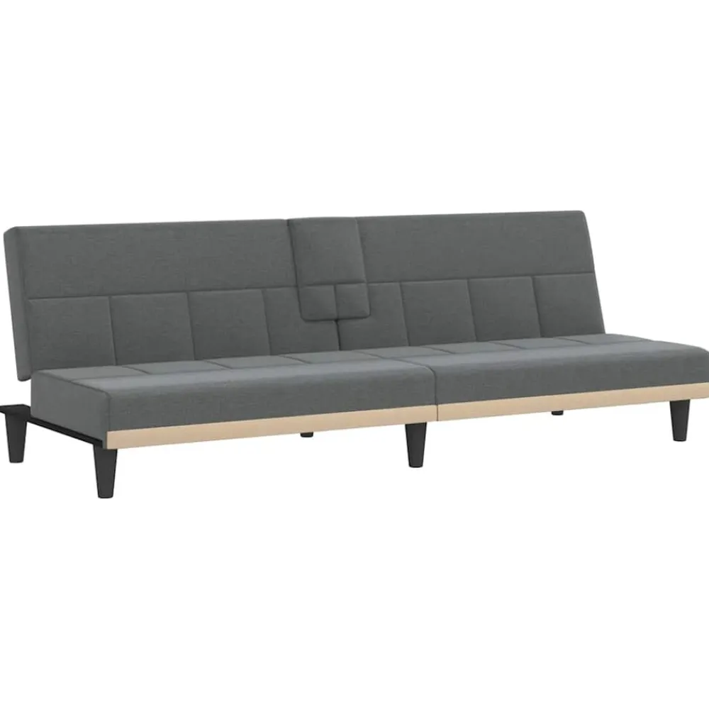 vidaXL Sofás-Sofá cama con portavasos tela