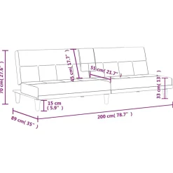 vidaXL Sofás-Sofá cama con portavasos tela