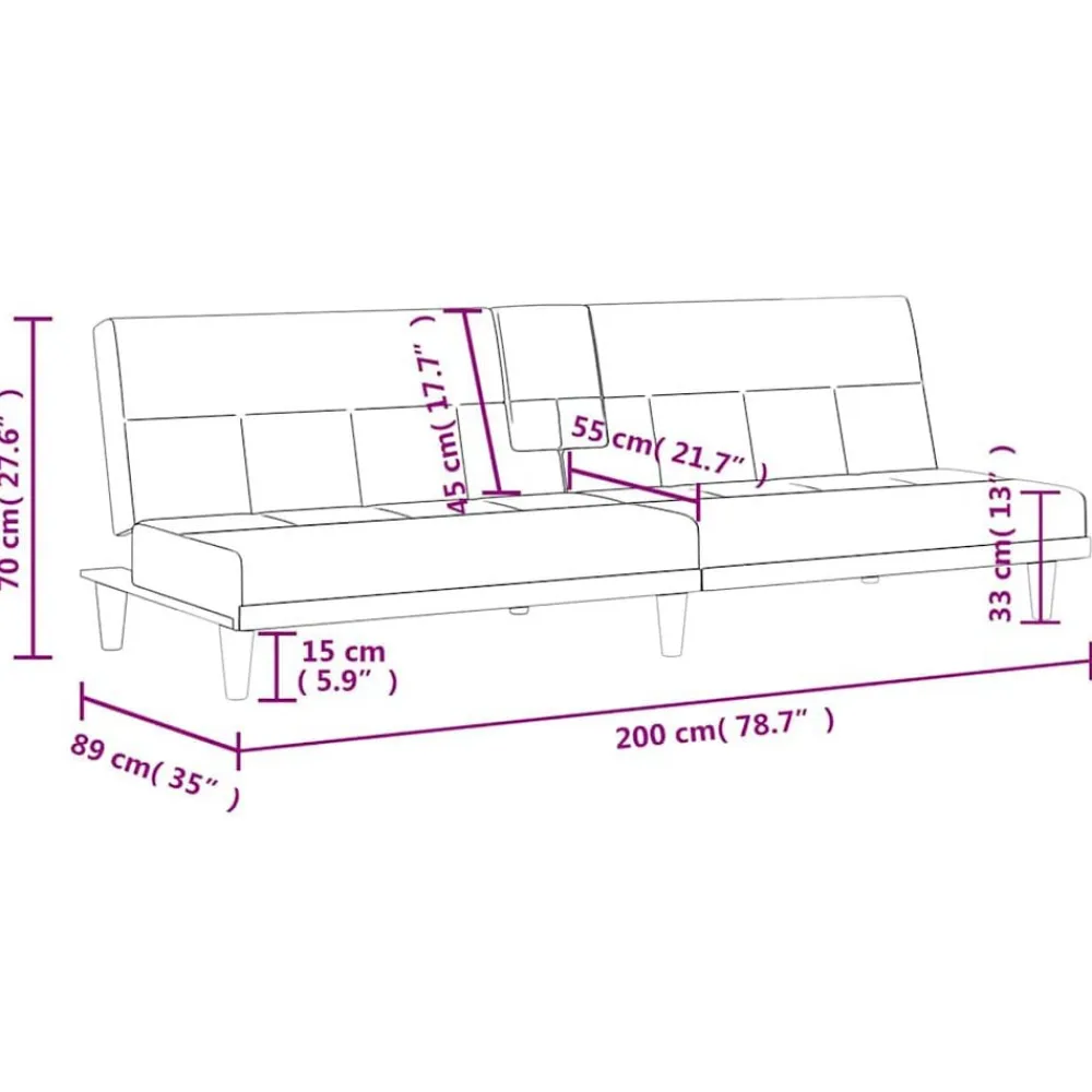 vidaXL Sofás-Sofá cama con portavasos tela