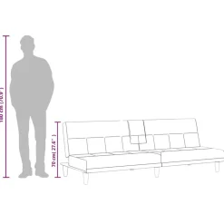 vidaXL Sofás-Sofá cama con portavasos tela