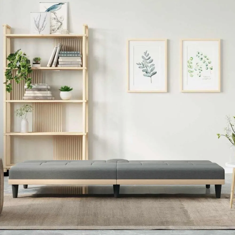 vidaXL Sofás-Sofá cama con portavasos tela