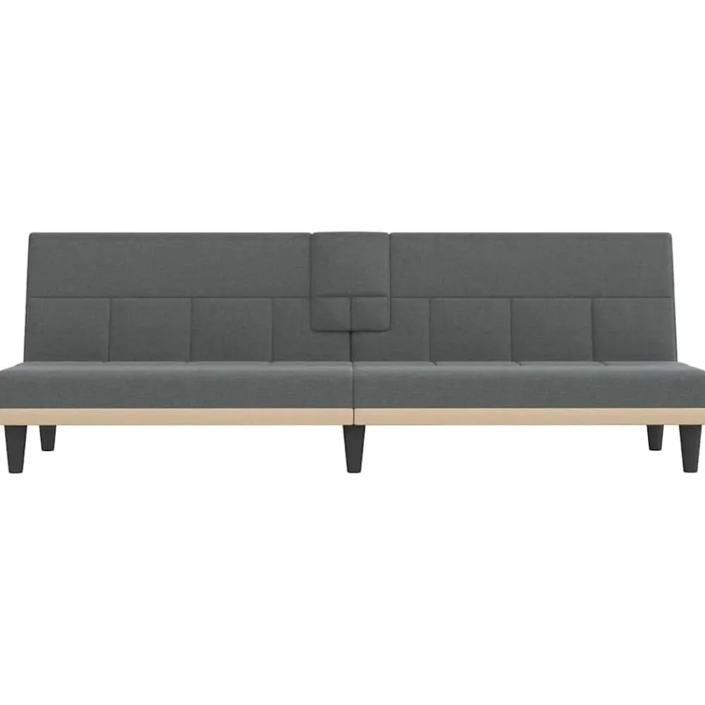 vidaXL Sofás-Sofá cama con portavasos tela