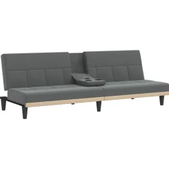 vidaXL Sofás-Sofá cama con portavasos tela