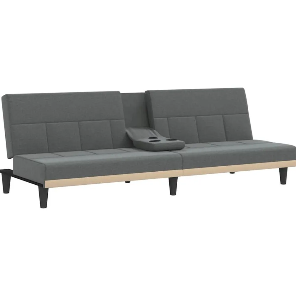 vidaXL Sofás-Sofá cama con portavasos tela
