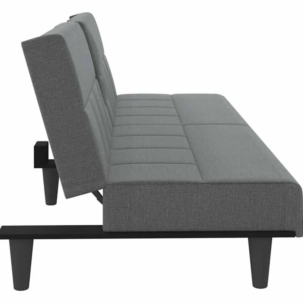vidaXL Sofás-Sofá cama con portavasos tela