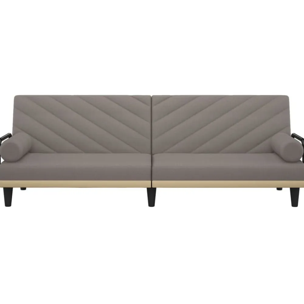 vidaXL Sofás-Sofá cama con reposabrazos tela gris taupe